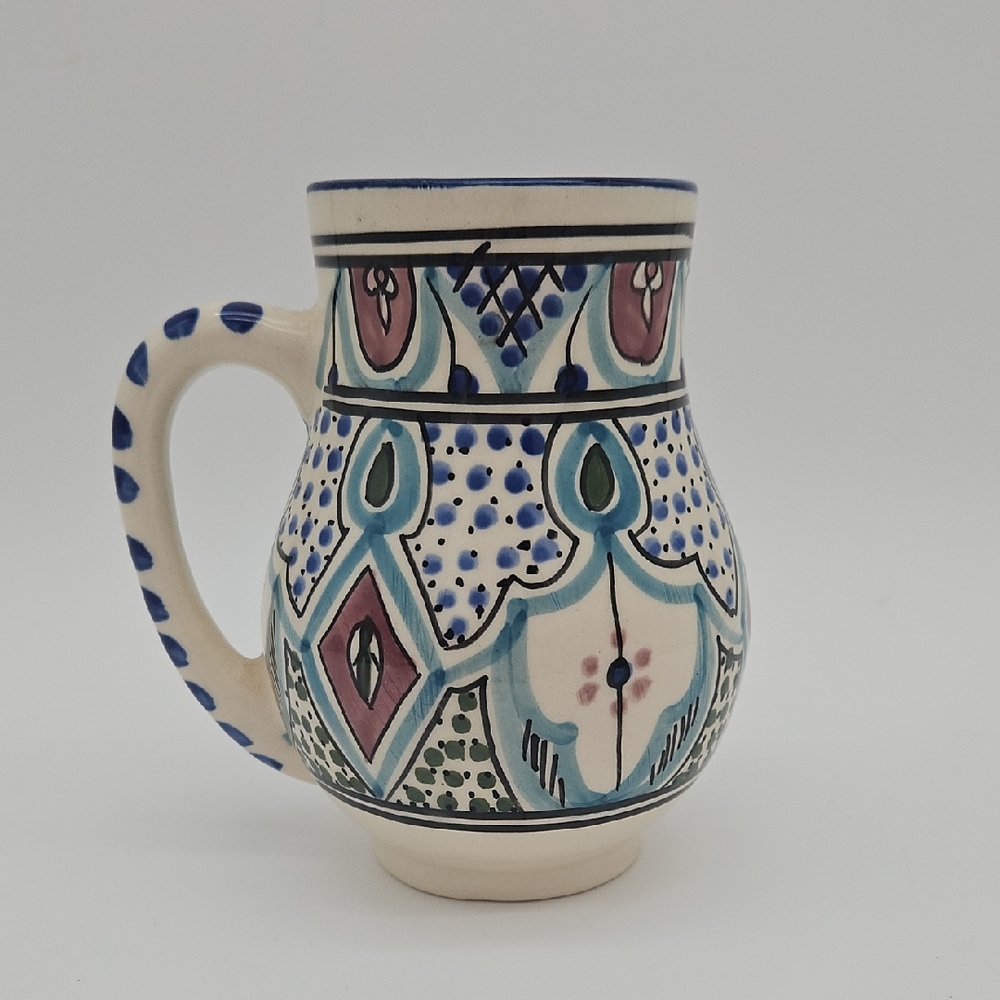 Handcrafted Stoneware Mug with Multicolor Pattern